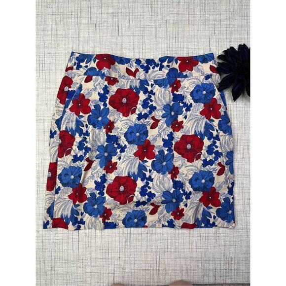 Talbots Women's Red and Blue Floral Mini Skirt Size 12 - Picture 1 of 6